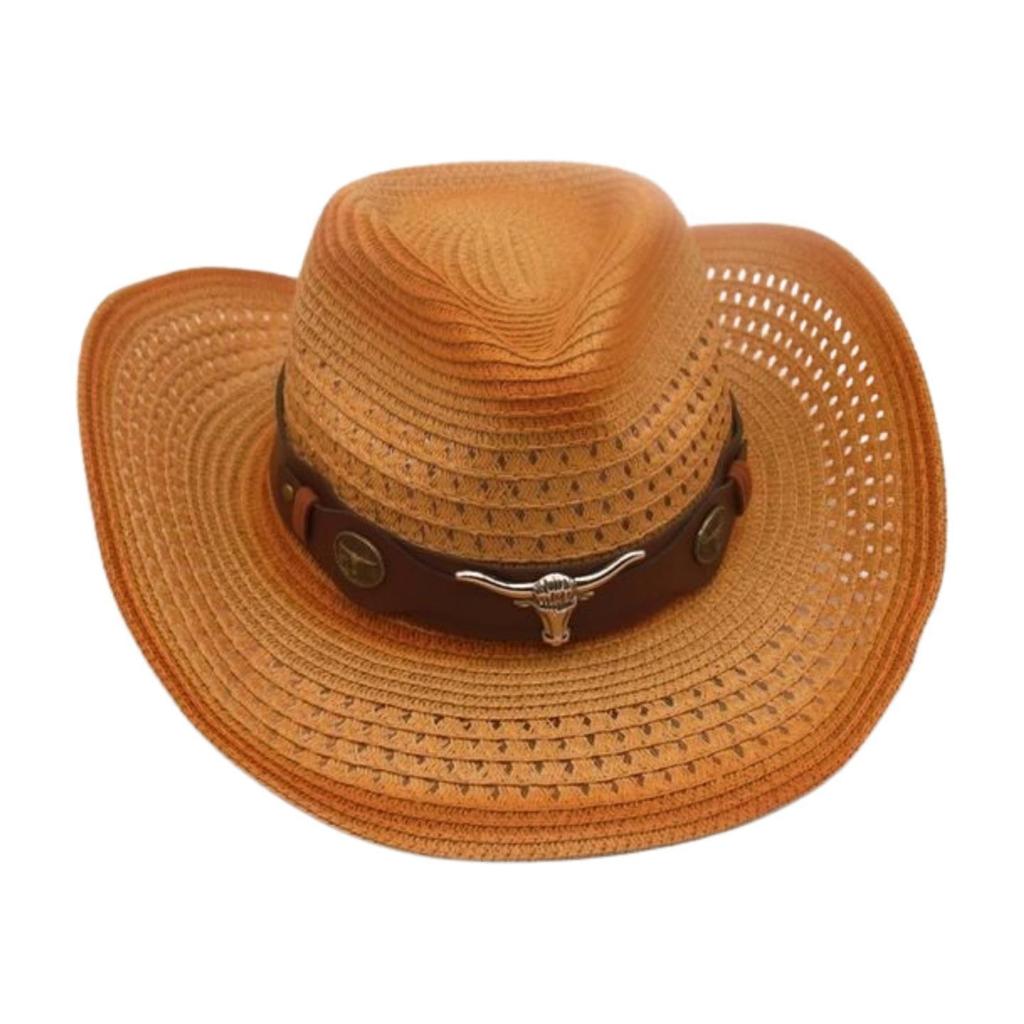 Spring And Summer Beach Windproof Sunscreen Straw Hat Men And Women Ethnic Style Western Cowboy Straw Hat