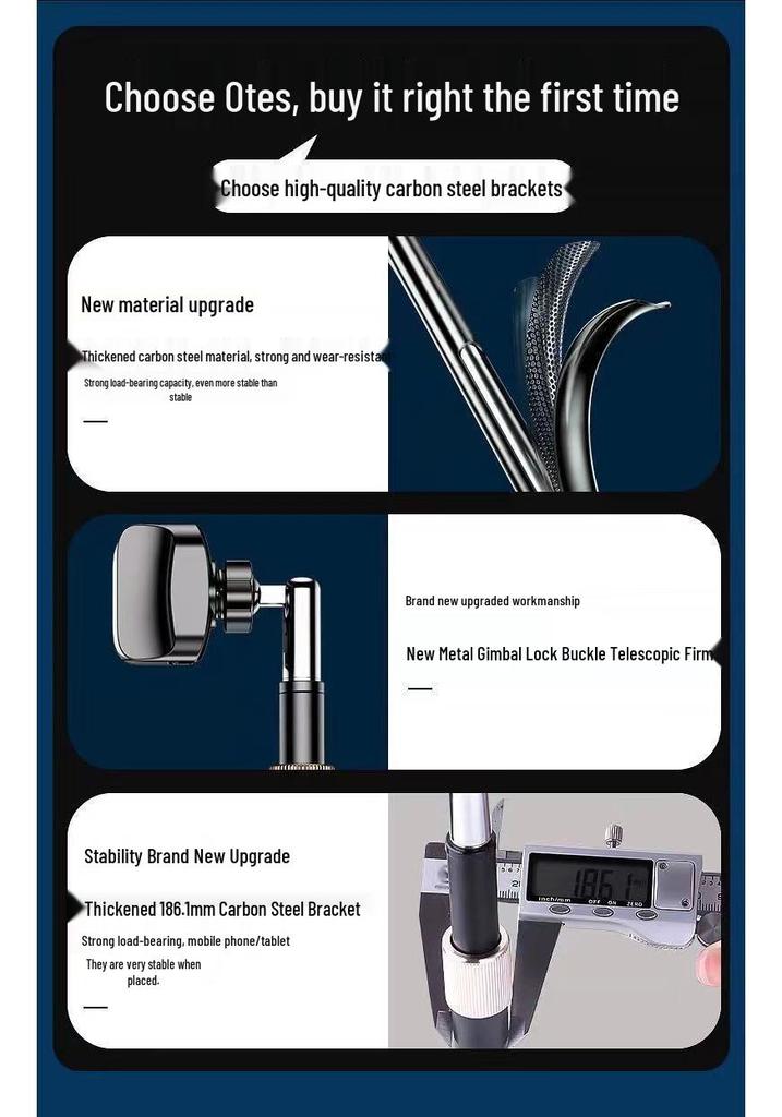 Height-Adjustable Metal Stand for iPad/Tablet - Portable & Retractable