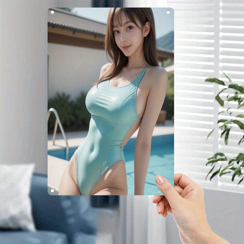 Artistic Metal Sign Swimsuit Woman Wall Decor Durable Iron Modern Home Cafe Office Bar 2D Flat Plate