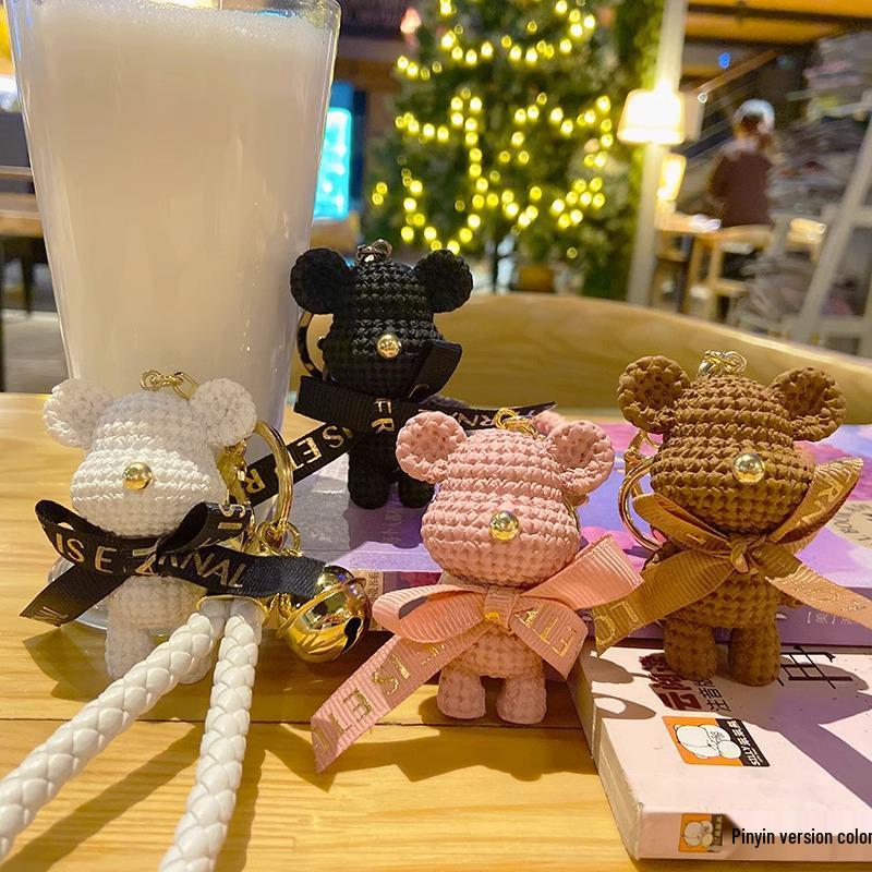 Cute Cartoon Bear Bow Tie Keychain: Exquisite Bag Charm Pendant for Women