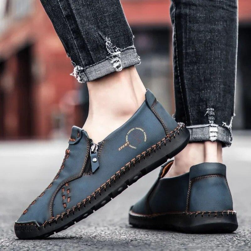 Zapatos informales de cuero, zapatillas de deporte para hombre, mocasines cómodos de diseñador para caminar en verano, mocasines nuevos en zapatos deportivos de lujo para hombre