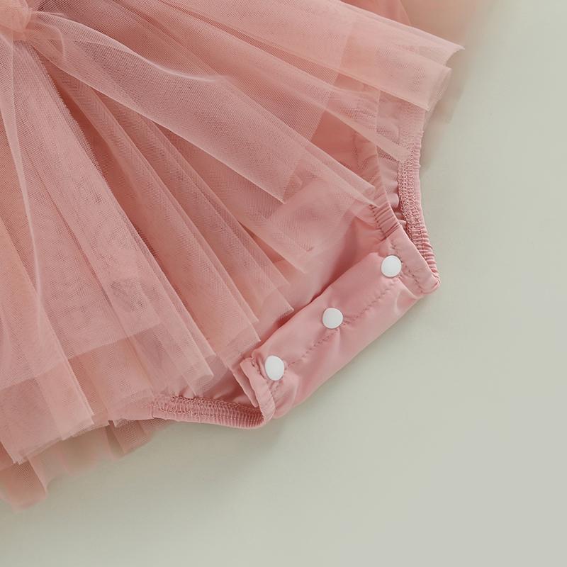 0-24M Princess Baby Girl Romper Nyfødt Spedbarn Småbarn Tyll Jumpsuit + Pannebånd Prinsesse Bursdag Puff Erme antrekk