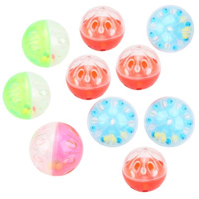 10 pezzi Giocattoli per Uccelli Palla Colorata Plastica Palline Sonaglio per Uccelli Accessori per Gabbia per Masticare Allenamento Mordere