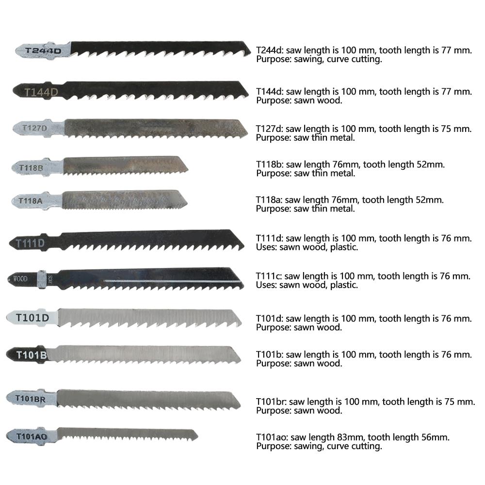 55Pcs Jig Saw Blades Set HCS Assorted Saw Blade with T-shank Sharp Fast Cut Down Jigsaw Blades Woodworking Blades Hand Tool