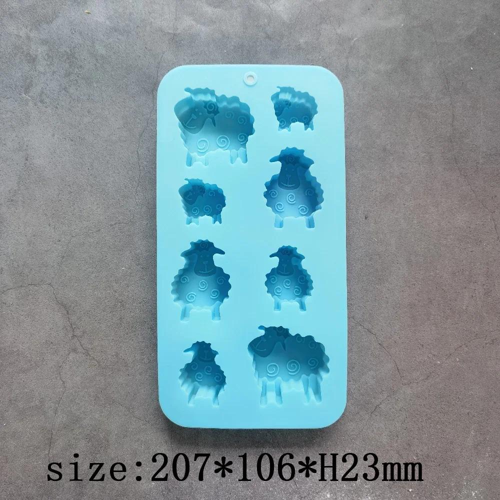 

8 отверстий Маленькая овечка шоколадная форма для выпечки милые животные конфеты печенье помадка силиконовая форма для торта декор для напитков ледяной поднос кухонный инструмент none