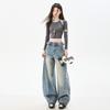 American Vintage Women's Loose Denim Wide-Leg Pants - 2026 Spring Collection, Stylish and Slimming