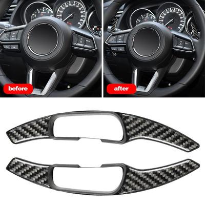 2 ADET Karbon Fiber Araba Direksiyon Vites Kürekleri Uzatma Vites Kolu Kılıfları Araba Aksesuarları Mazda 3 Axela 6 Atenza CX-5 CX-4