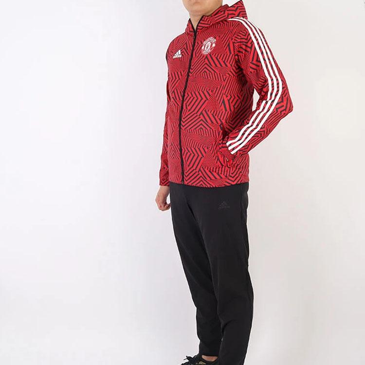 Adidas Mufc Windbreaker Hooded Jacket Men Outerwear Scarlet FR3844