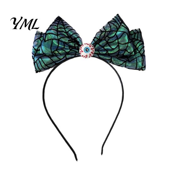 Eye Catching Festival Hair Accessories Halloween Headband with Spider Web Bow And Eyeball/Pumpkin/Ghost Decor for Lightweight Adults Kids Cosplay
