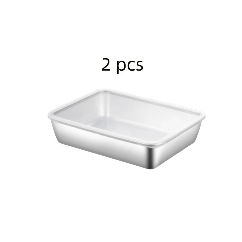 

2 контейнера для хранения продуктов из нержавеющей стали, режим питания без подзарядки, герметичные, многоразовые, легко чистятся, складываются в стопку, идеально подходят для фруктов, мяса, овощей