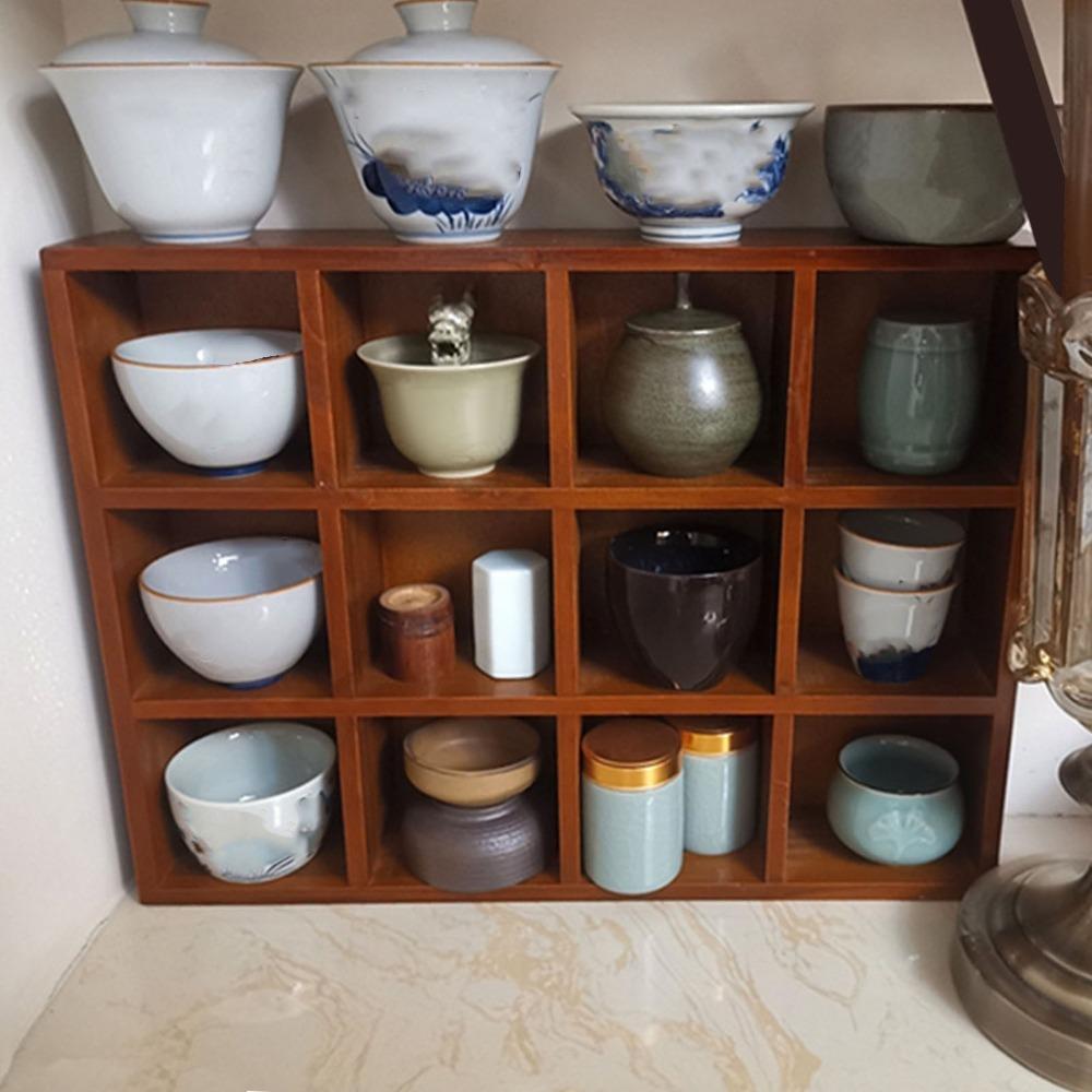 Solid Wood Wood Desktop Organizer Adjustable Shelves Wall Storage Rack  Office