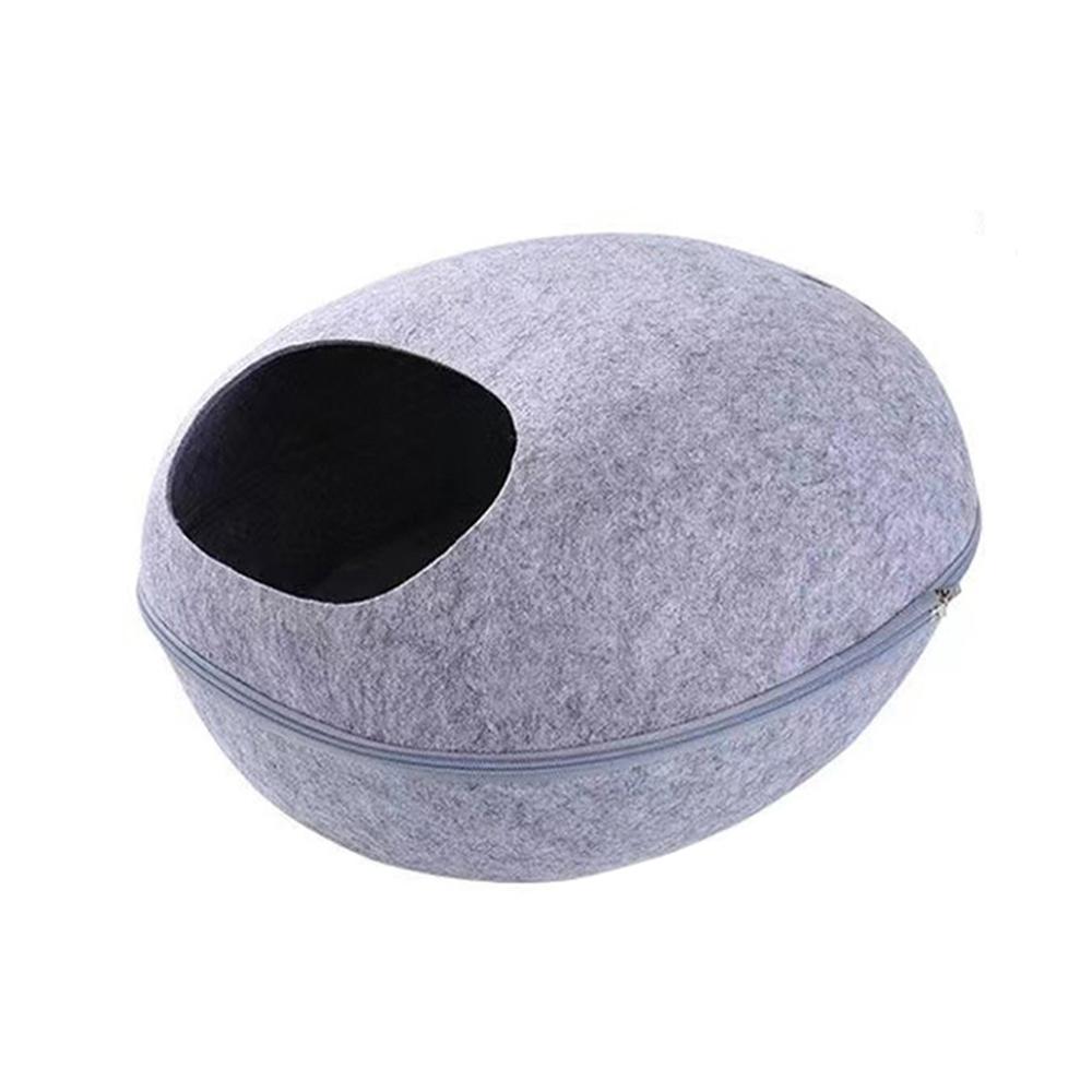 

Semi Enclosed Felt Cat Nest Detachable Breathable Eggshell Pet House for Cats gotas mascotas Home Autumn Spring Puppy Cat Beds 47x38x26cm світло-сірого кольору