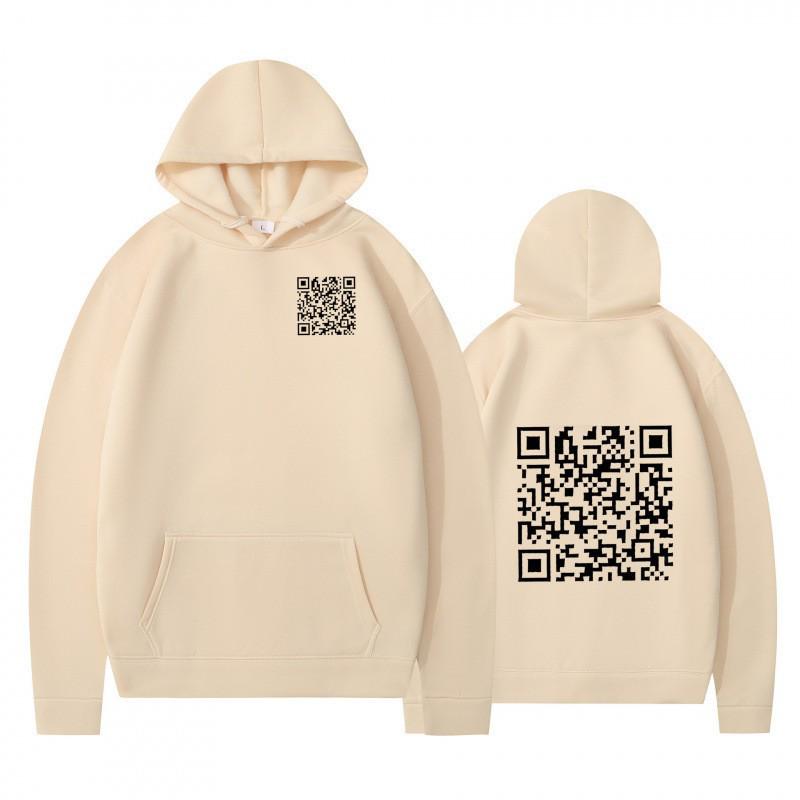 Unisex QR Code Printed Loose Hoodie 2025 L