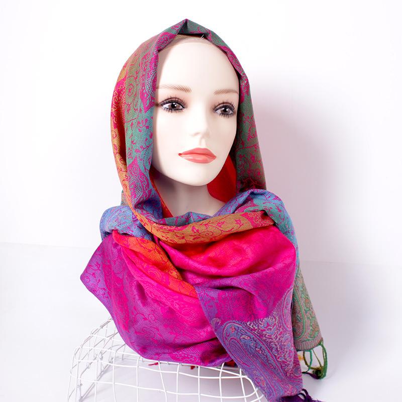 Spring and Autumn Mixed and Matched Scarf Dual-purpose Jacquard Colored Cashew Long Towel Travel Photo Shawl Women's Headscarf