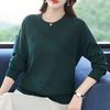 Fall Winter Women's Plus Size Sweater Long Sleeve Loose Crew Neck Knitwear Sweater Rhinestone Pullover Knit Top Stretch Jumper