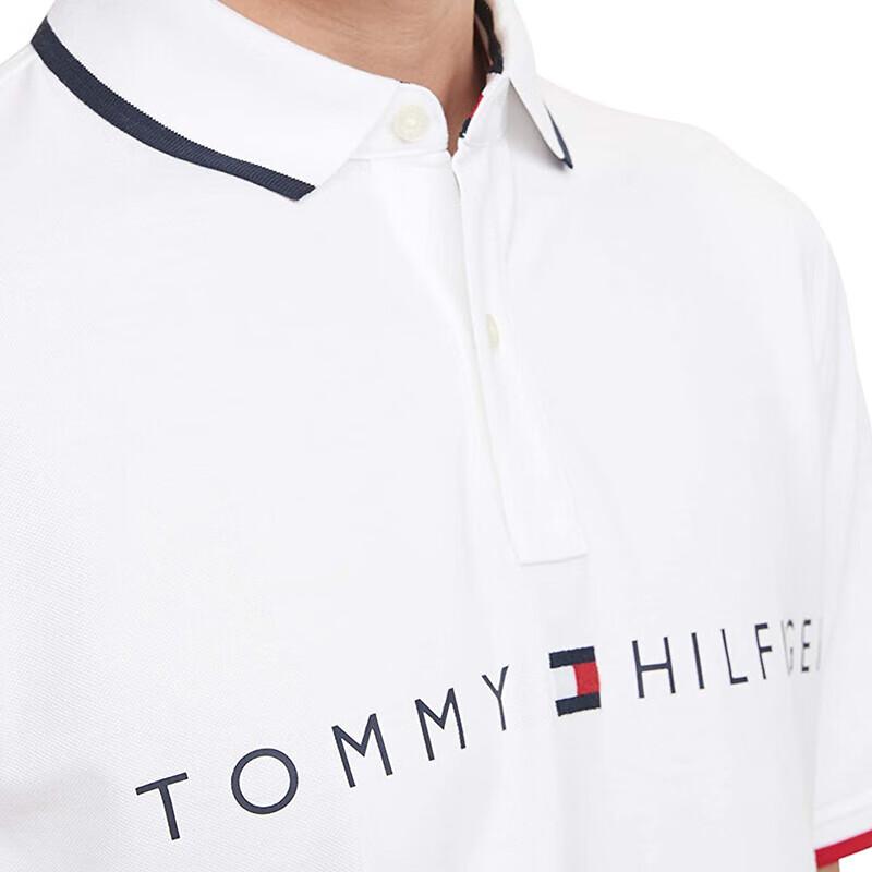 Tommy Hilfiger Jednolity Kolor Haftowane Logo Codzienna Koszulka Polo z Krótkim Rękawem Męskie topy Biały 78E7858-112