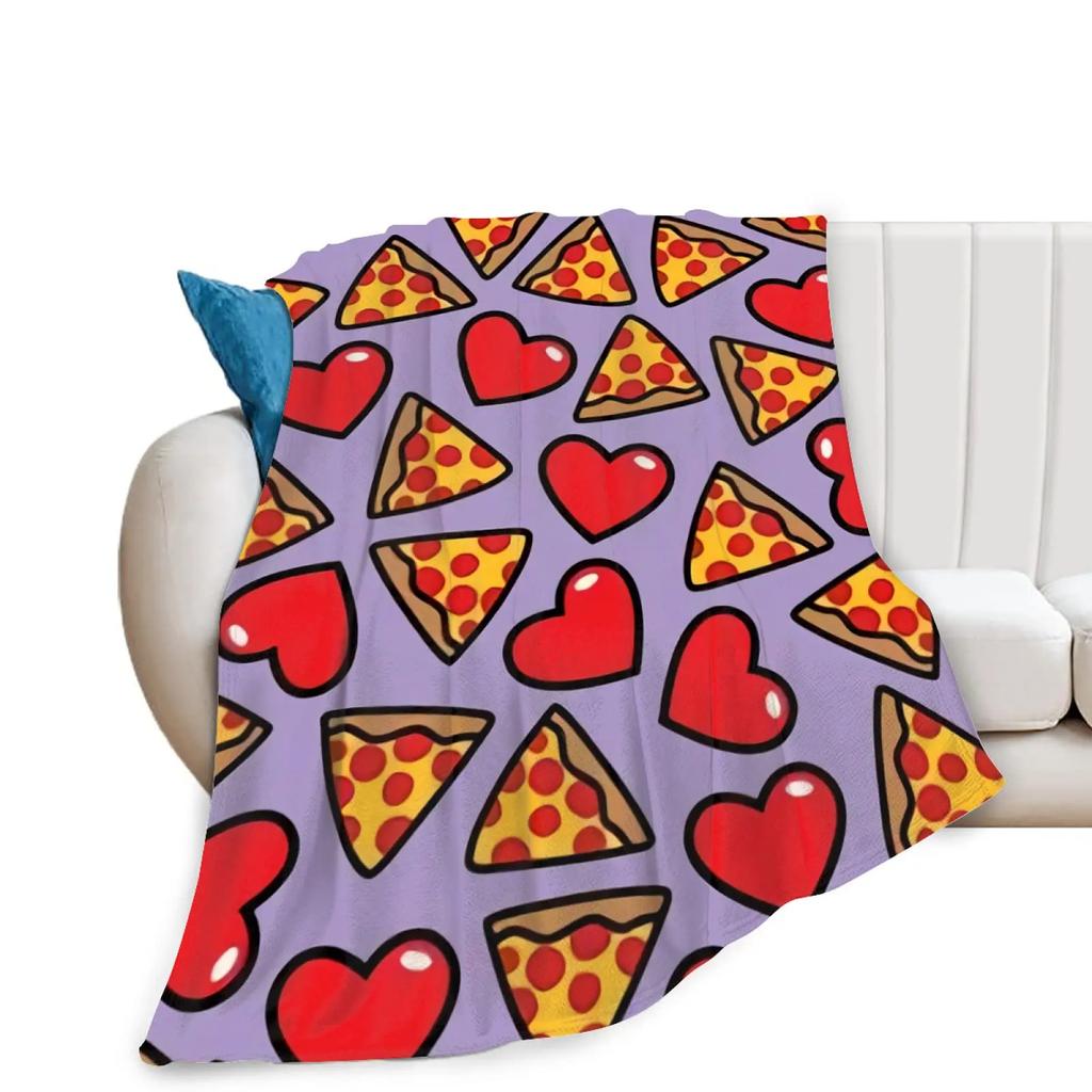 Pizza Blanket Throw Sausage Pizza Flannel Blanket for Kids Teen Boys Girls Fast Food Themed King Queen Full Size Super Soft Warm