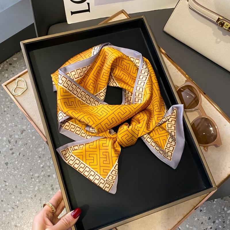 Satin high-end tied hair long silk scarf headband elegant and simple versatile hair band headband streamer hair accessories women's tied bag