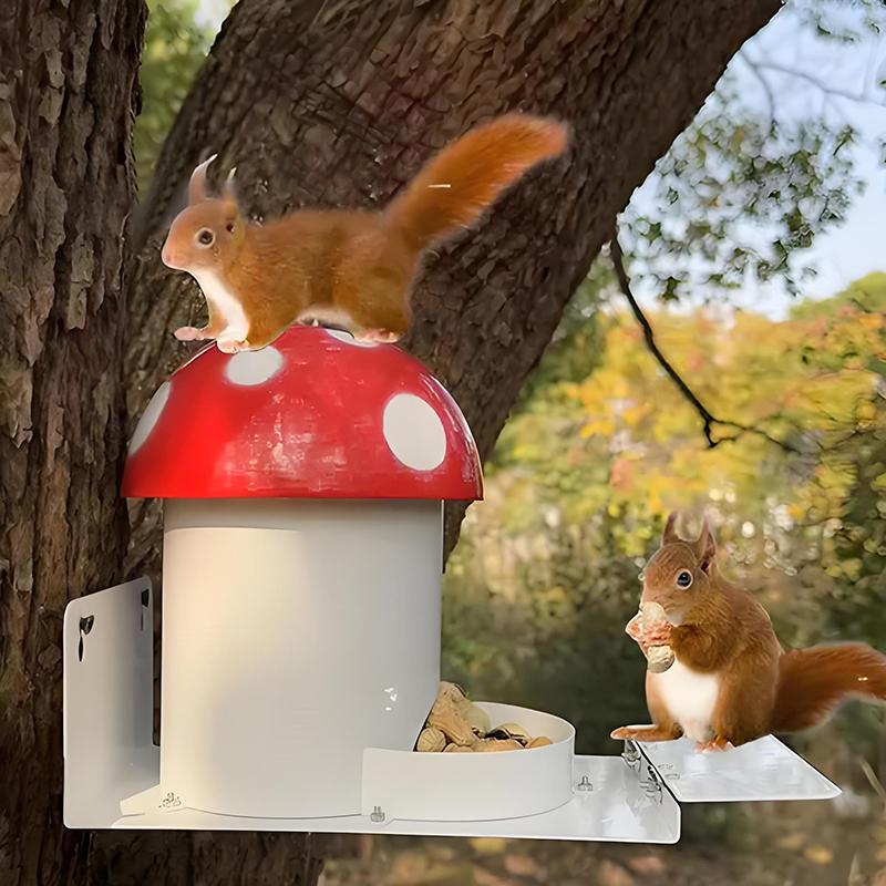 Mushroom Shape Squirrel Feeder, Backyard Squirrel Feeder For Outside,Enjoying Squirrels Eating Corn, Peanuts And Seeds.