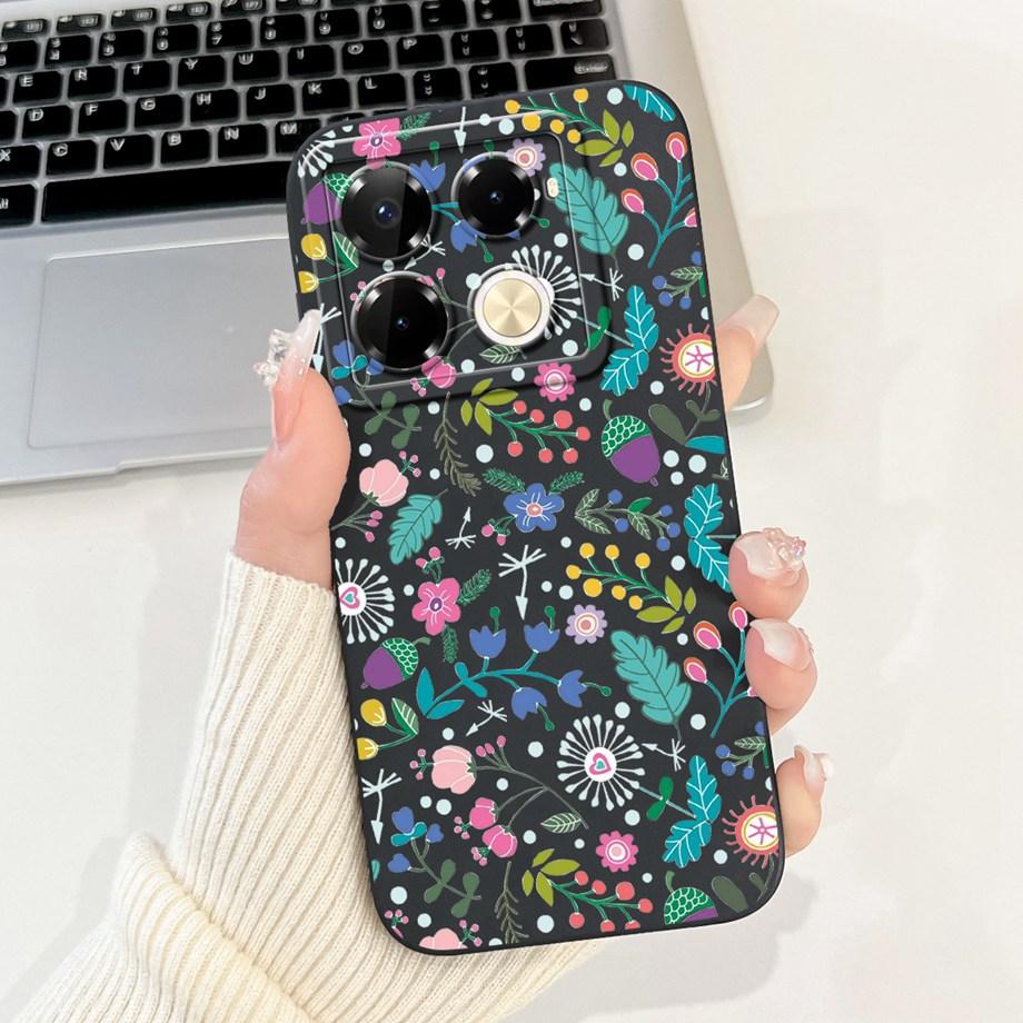 Soft TPU Candy Silicone Phone Case For Infinix Note 40 Pro Plus Note 40 4G 5G Back Cover Note40 4G Bumper Flower Girl Fashion