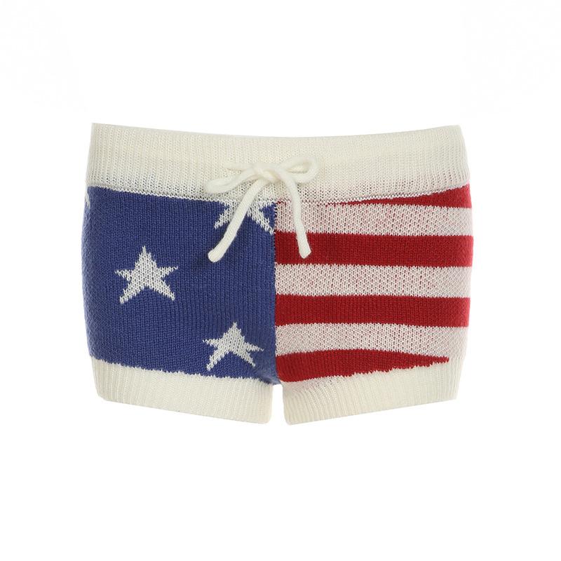 American star print neck sling tight Spice Girl elastic woolen vest spring and summer top