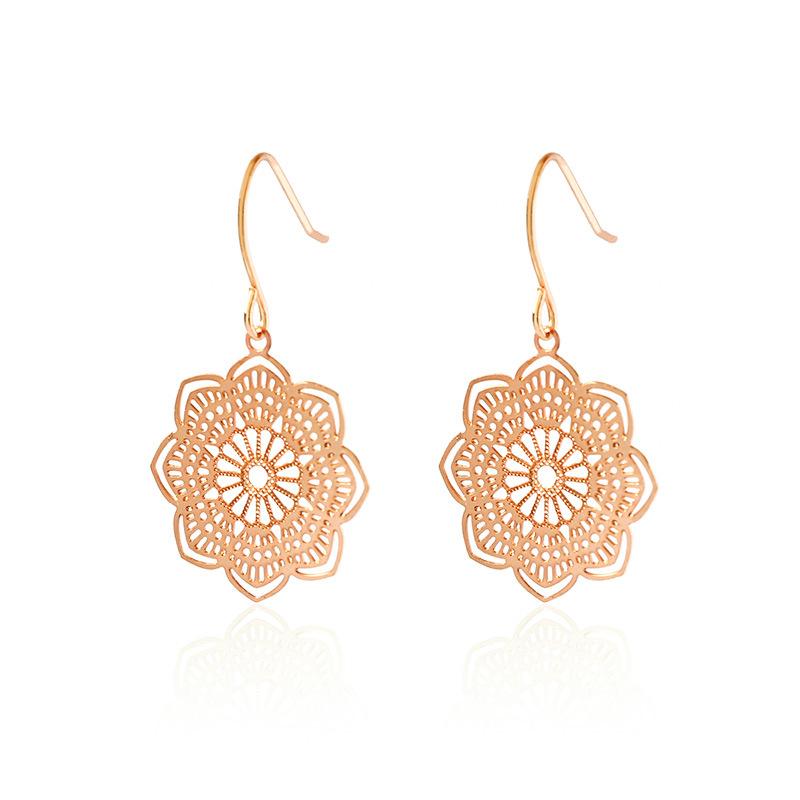 

Модные серьги в стиле ретро, полые резные круглые серьги-цветы для женщин, дворцовые, этнические, с крючками для ушей