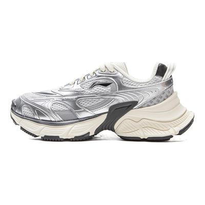 Li Ning Xingji Cushioning Abrasion Resistant Breathable Low Top Chunky Sneakers Women's Gray Silver AGCV354-1
