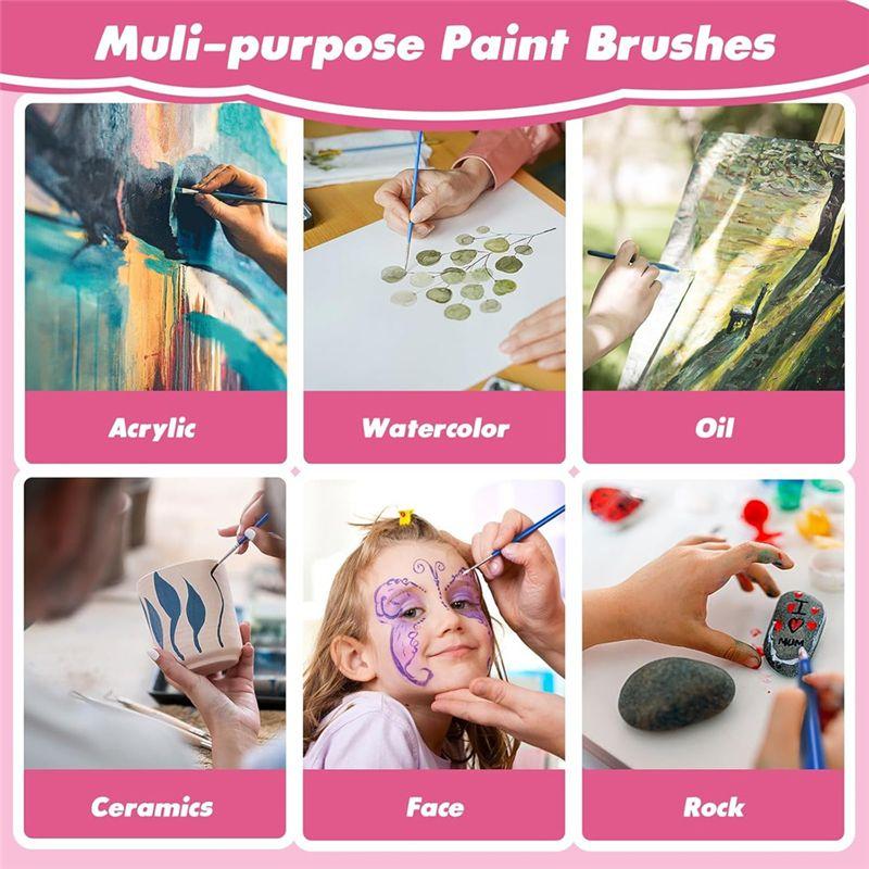 C-Convenient-50Pcs Paint Brushes Bulk Small,Paint Brushes For Kids Fine Paint Brushes Set Detail Paint Brushes For Model Canvas