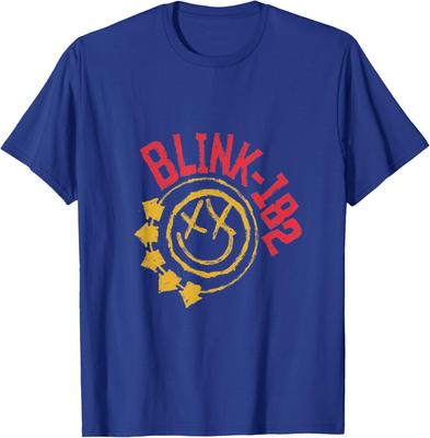 Maglietta Ufficiale Blink-182 Gialla con Logo Smiley Uomo Donna Top