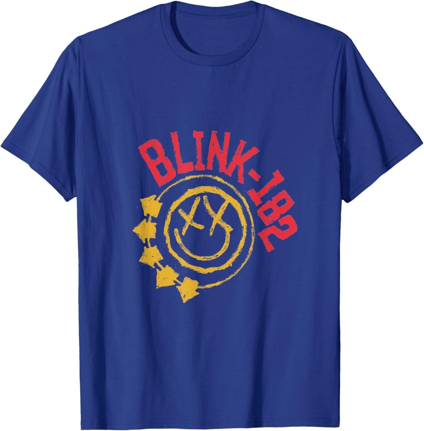 Official Blink-182 Yellow Smiley Logo T-Shirt Mens Womens Tees Top 3XL