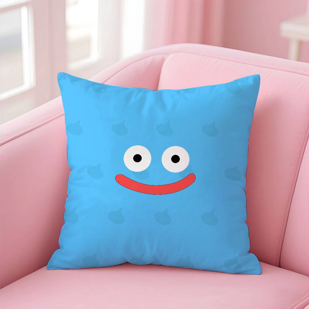 D-Dragon Quest Slime Anime Pillow Case Anti-Dustmite Pillowcase Invisible Zipper Silky Short Plush Sofa Cushion Cover