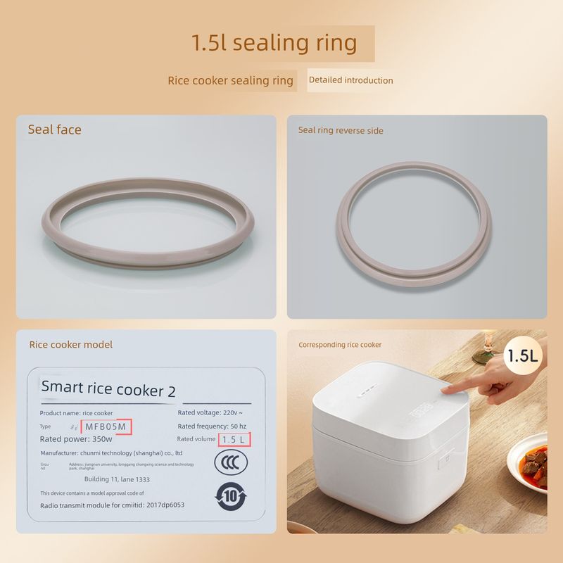 

Suitable for Xiaomi Rice Cooker Seal Ring C1 3l4l5l Micro Pressure Ih3 L Rice Cooker Silicone Parts 1.5L Sealing Ring [Model: Mfb05M]