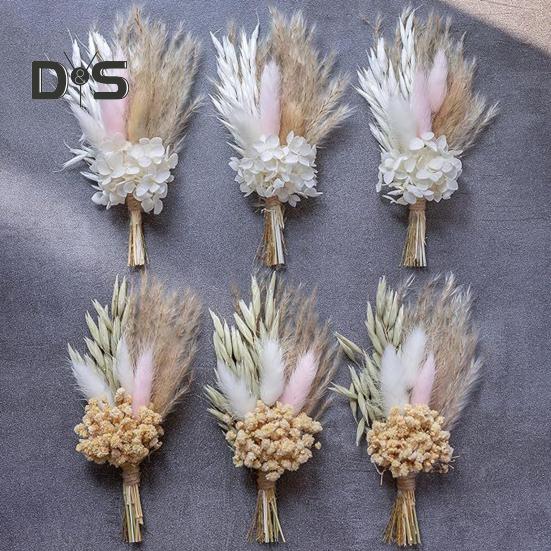 6 buc buchet de flori artificiale uscate, buchet de flori mini boem, DIY meșteșuguri, vază, petrecere de nuntă, acasă, birou, decorare centrală pentru masă