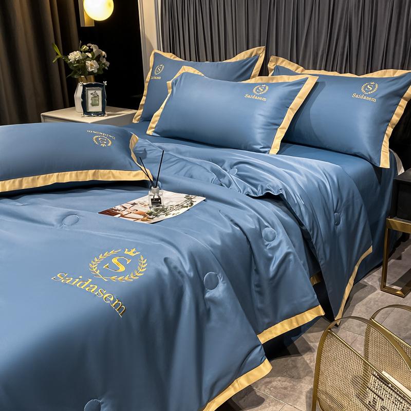 Summer Ice Silk Air Conditioning Quilt Thin Quilt Embroidered Summer Cool Quilt Washable Summer Quilt