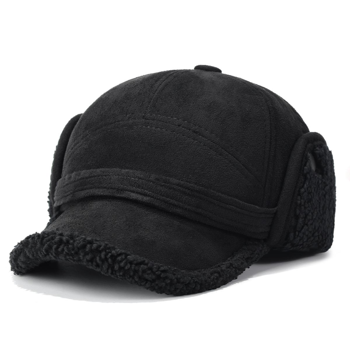 

Winter Middle-Aged and Elderly Baseball Cap Velvet Thick Ear Protection Cap Cold Old Man Cap чорний