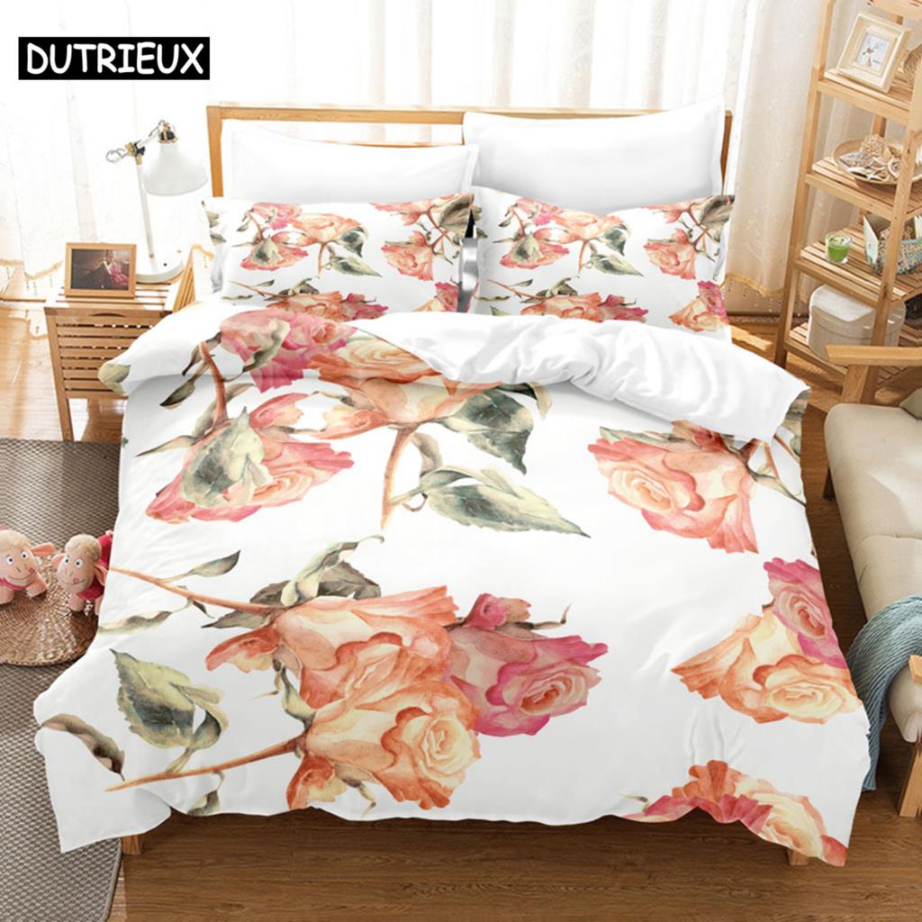 

Flower Duvet Cover Set king Size 230X260 Single Double Bed Quilt Covers Pillowcase 3D Queen Bedding Sets Full Twin 2PCS 3PCS New (135x200cm)&Duvet Cover