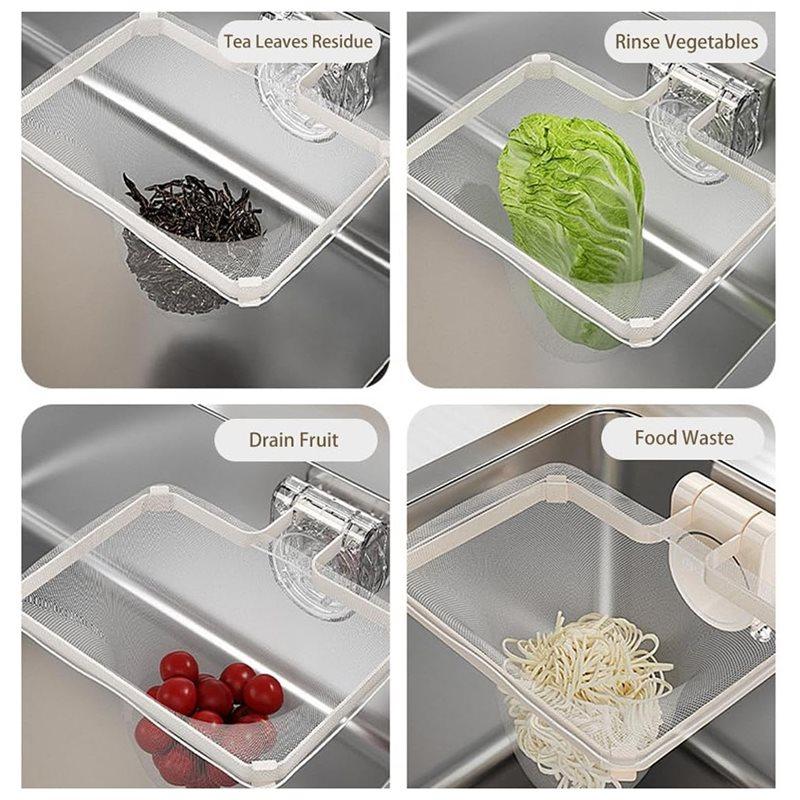 Sink Strainer Basket With 200 Mesh Filter Bags,Multi-Function Hanging Colander & Foldable Food Waste Catcher For Kitchen