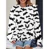 Womens Casual Hoodie With 3D Halloween Print Round Neck Lightweight Breathable Fabric