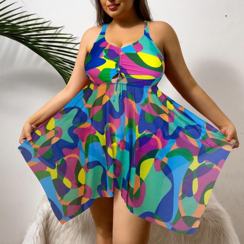 2024 European & American Plus Size Swimwear: Sexy One-Piece & Two-Piece Sets