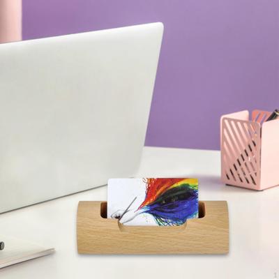 Desk Business Card Holder Storage Rack Durable Wooden Display Stand for