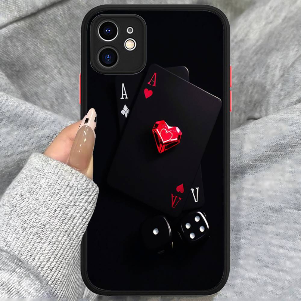 Poker Pattern Game Phone Case For IPhone 13 12 X XS MAX Pro Max 16 15 11 14 Pro Max Shockproof Matte Cover