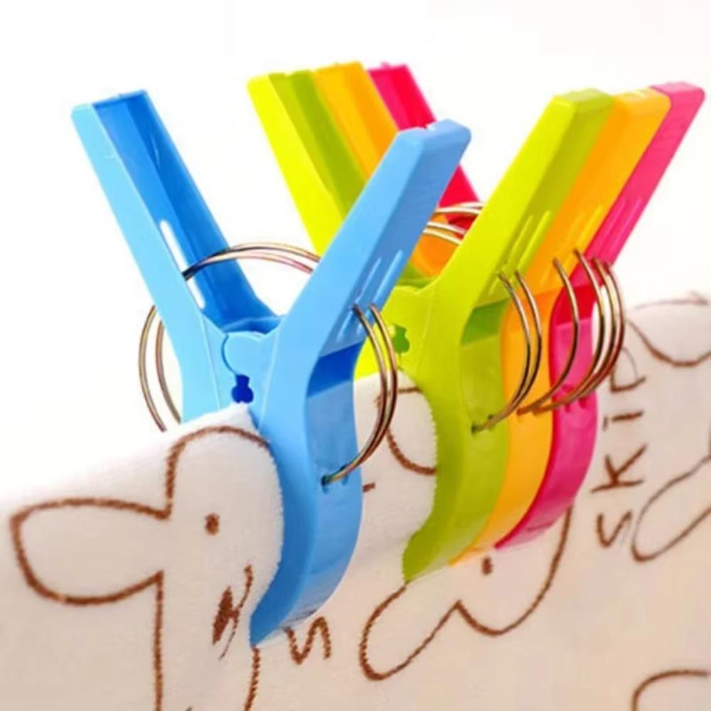 4Pcs Set Plastic Beach Towel Clips Lightweight Non-Slip Quilt Pegs Durable Space Saving Hanging Clamps Home Organization