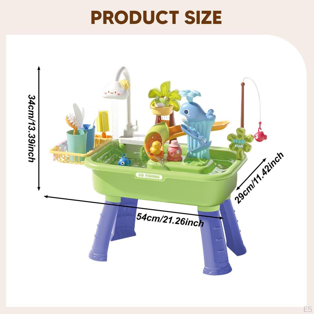 Playset Cooking Pretend Dishwashing Electric Water Circulation Fishing Game Sensory Play Toy