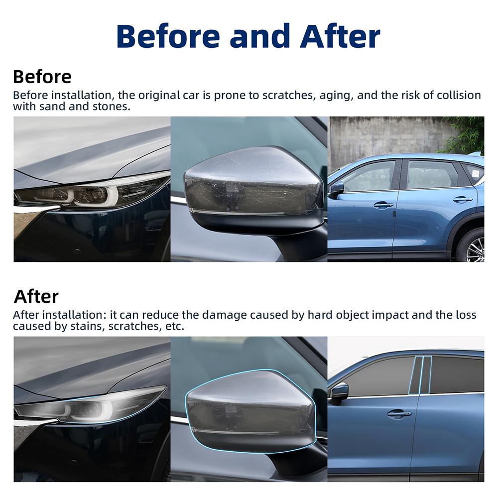 Headlight Rearview Film B C Pillars For Mazda CX5 CX-5 2022-2024 Protection Film TPU Pre-cut Anti-scratch Repair Clear Smoked