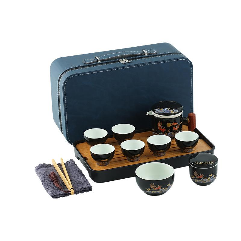 Kuaike Cup Wedding Tea Set Engagement Dowry Red Full Set of Ceramics Opening Celebration Gift Box