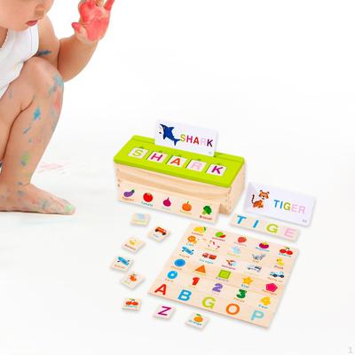 Wooden Spelling Game Sight Word Games Montessori Toy Alphabet Puzzle for Ages 3 4 5 Years Old