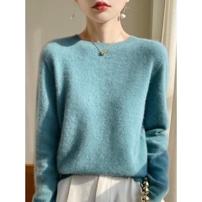 Solid Color Sweater Women's Knitwear Round Neck Pullover Loose Bottoming Shirt