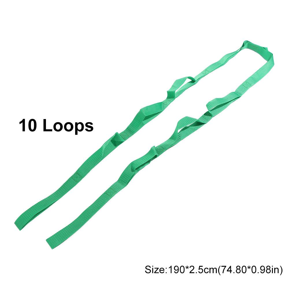 Adjustable Yoga Stretch Band 10 Loops Durable Non-Elastic Stretch Straps Comfortable Multi-Section Yoga Resistance Band