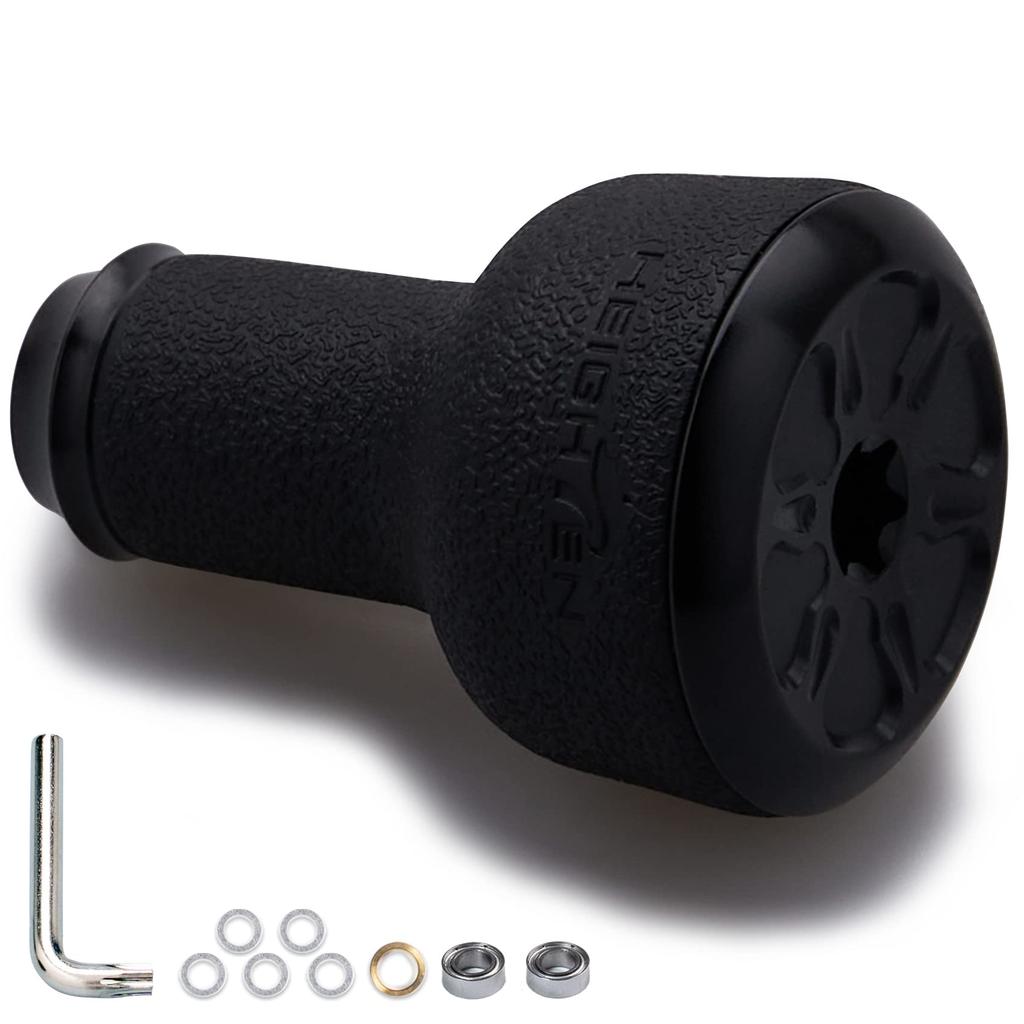 HEIGHTEN 24mm Reel Handle Knob, TPE, 10g, Compatible with Shimano and Daiwa (Type A and Type S), Black (423)