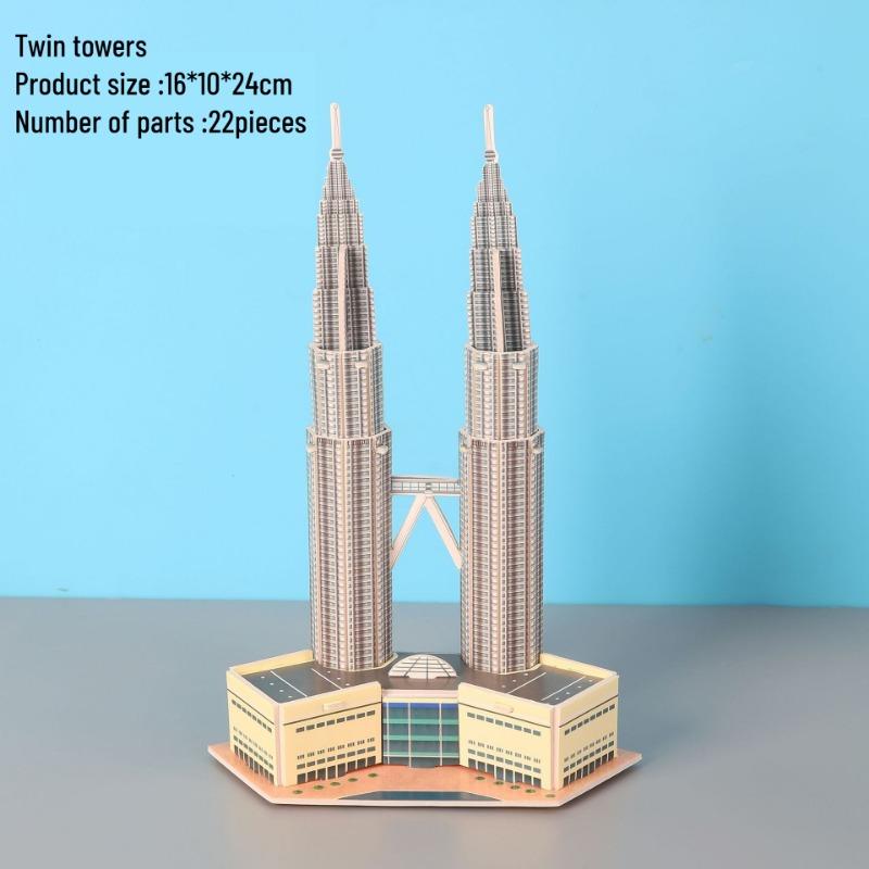 3D Puzzle World Famous Building Mosaic Model Children'S Educational Handmade Toy Eiffel Tower Paper Assembly  Educational Toys